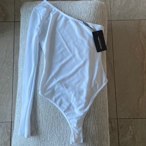 White one shoulder bodysuit